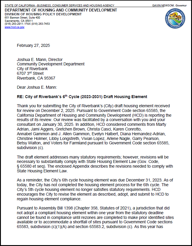 HCD Letter 2025